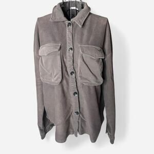 Easel LA Mineral Wash Oversized Shacket - Charcoal Gray - Size M